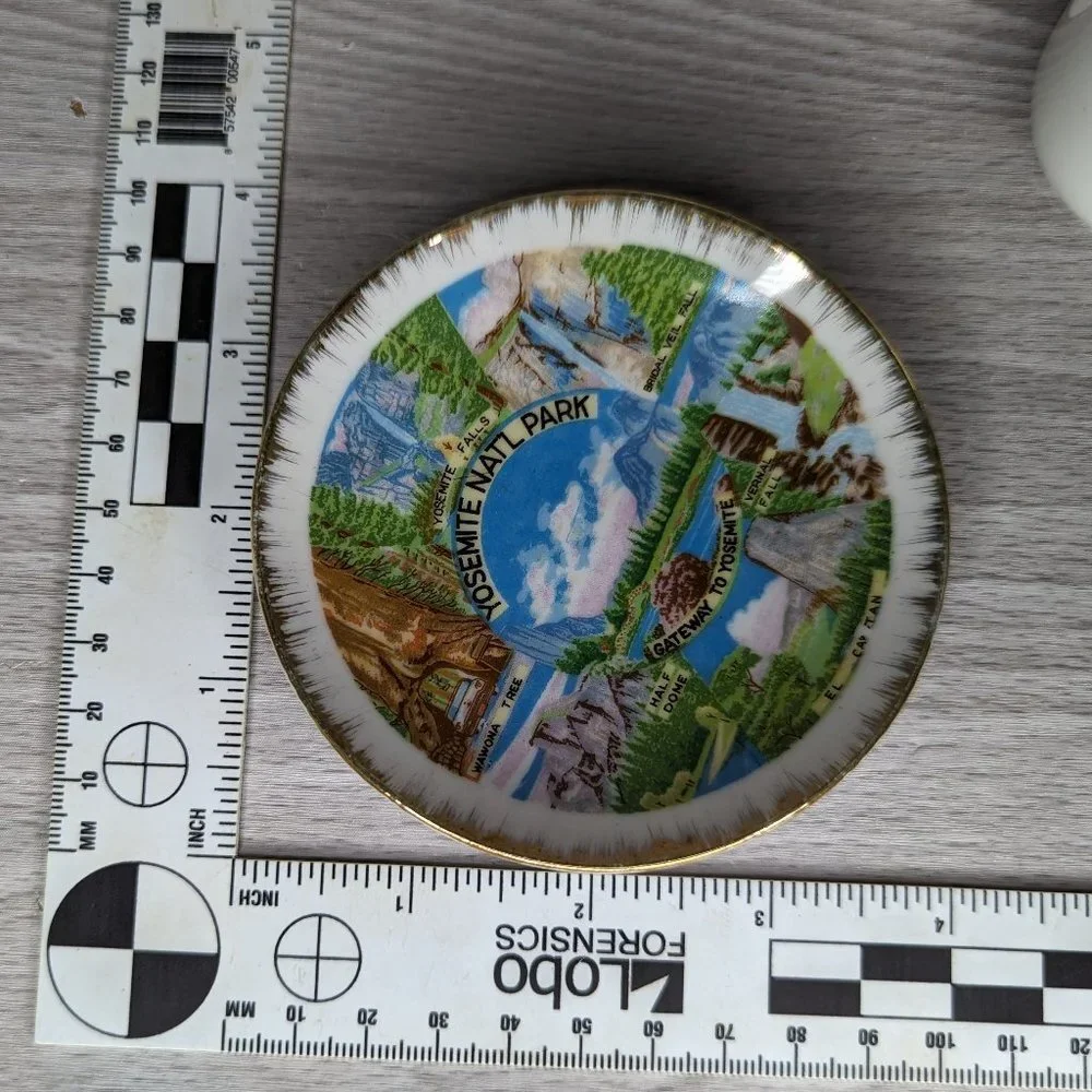 Vintage Yosemite National Park Miniature Cup and Saucer Set w/Stand